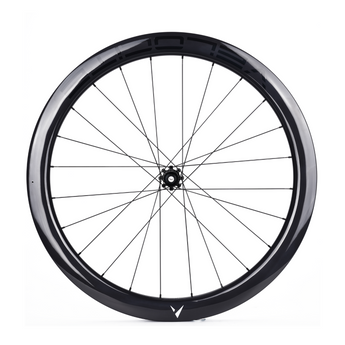 Hyperdrive carbon disc brake wheel by Velocite, engineered for road cyclists seeking lightweight and aerodynamic performance.