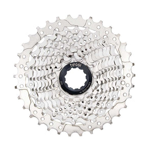 Top view of the Tifosi HG cassette showing the sprocket teeth layout and lockring for secure installation.