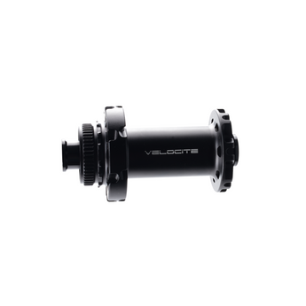 Side view of Velocite front hub designed for road cycling precision.